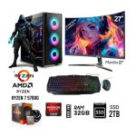 Computadora PC GAMER RYZEN 7-5700G Ram 32GB Disco Solido SSD 2TB MONITOR 27” FHD