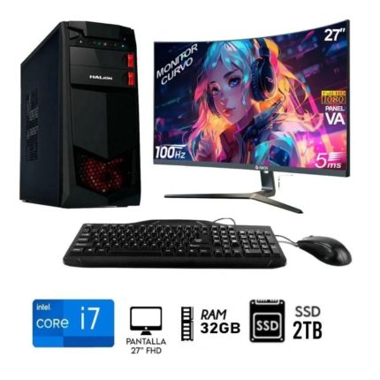 Computadora PC Intel Core i7 3.2Ghz Ram 32GB Disco Solido 2TB Monitor Curvo 27 "