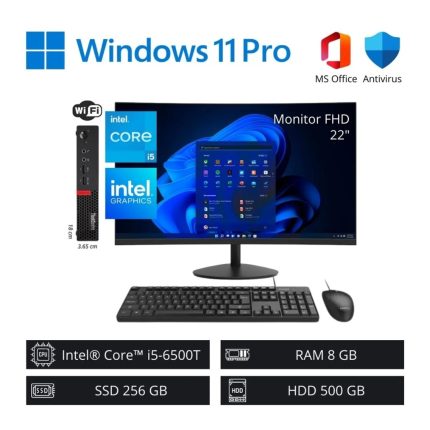 Computadora PC Intel Core i5-6500T 8GB RAM 256GB SSD 500GB HDD + Monitor 22” FHD WiFi