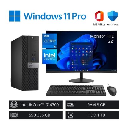 Computadora PC OptiPlex Intel Core i7-6700 8GB RAM 256GB SSD 1TB HDD + Monitor 22” FHD