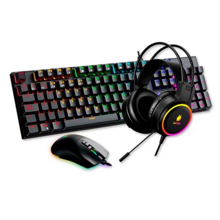KIT GAMING TECLADO Y MOUSE + AUDIFONO ANTRYX GC-3100 X3 BLACK AGC-3100X3KBL-SP