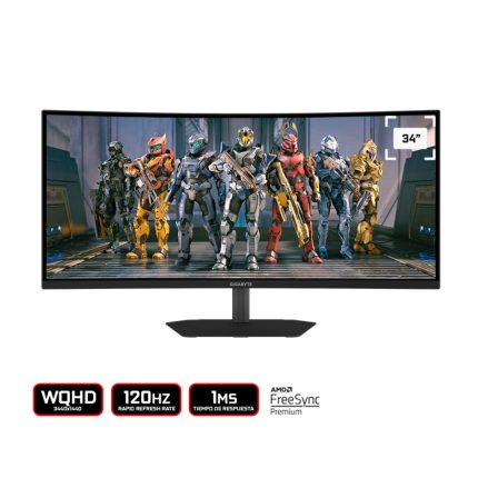 MONITOR GIGABYTE GS34WQCA 34" CURVO WQHD 3440x1440/120HZ/1MS/AMD FREESYNC PREMIUM